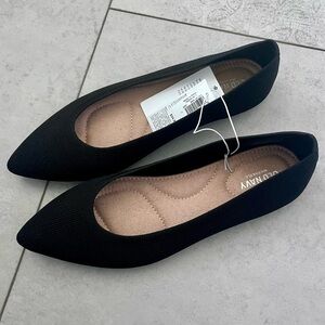 Soft-Knit Pointed-Toe Ballet Flats